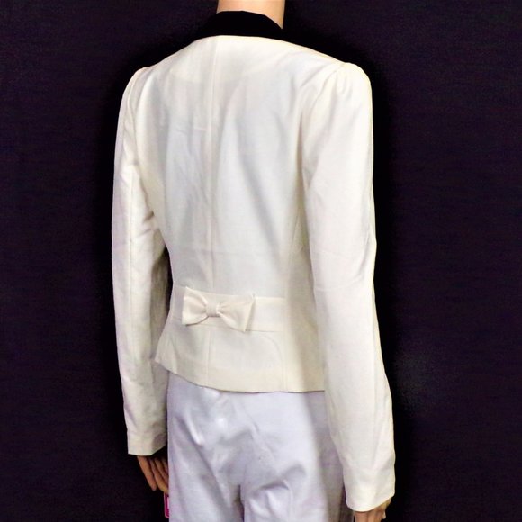 CANDIE'S size M white/black smoking jacket polyester/rayon/spandx dry clean only - Picture 6 of 14